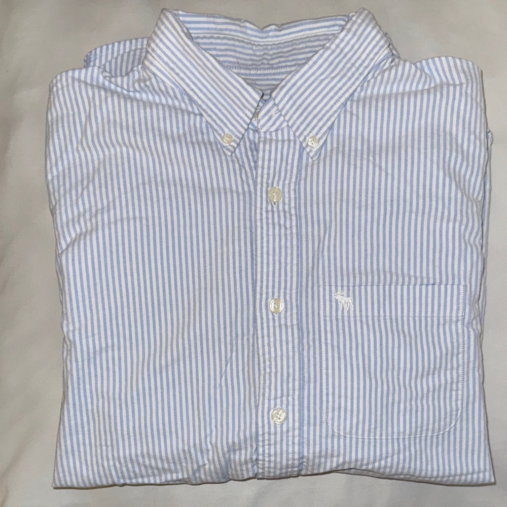 Abercrombie & Fitch Light Blue Striped Casual Shirt
